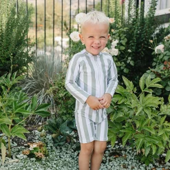 Sage Stripes Uv Sunsuit 2-5y