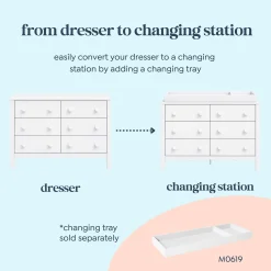 Sammy Scallop 6-Drawers Dresser - White