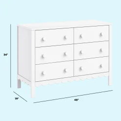 Sammy Scallop 6-Drawers Dresser - White