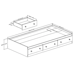 Savannah Twin Mates Bed with 3 Drawers - Pure White