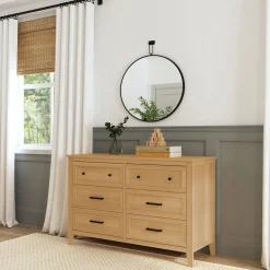 Sawyer Farmhouse 6-Drawer Dresser - Honey