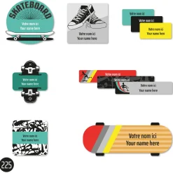 School Name Labels - Skateboard