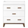 Scoot 3-Drawer Changer Dresser - White / Walnut Finish