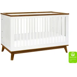 Scoot 3-in-1 Convertible Crib - White / Walnut