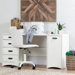 Sewing Craft Table and Storage - Artwork Pure White