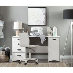 Sewing Craft Table and Storage - Artwork Pure White