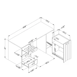 Sewing Craft Table and Storage - Artwork Pure White