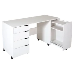 Sewing Craft Table on Wheels - Crea Pure White