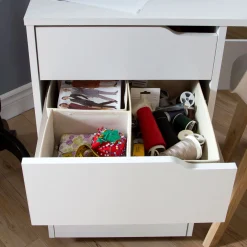 Sewing Craft Table on Wheels - Crea Pure White