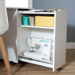 Sewing Craft Table on Wheels - Crea Pure White