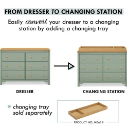 Shea 6-Drawer Dresser - Light Sage and Honey