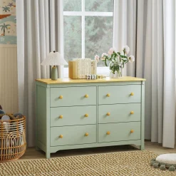 Shea 6-Drawer Dresser - Light Sage and Honey