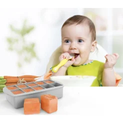Silicone Baby Food Freezer Tray with Lid - Grey