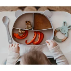 Silicone Plate Taupe Bear