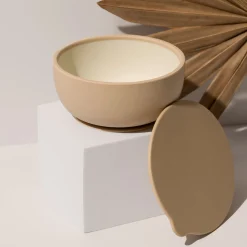 Silicone Suction Bowl with Lid - Sand