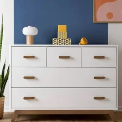 Soho 5-Drawer Dresser - White / Walnut
