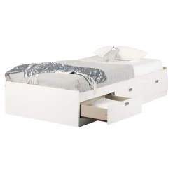 Spark Twin Mates Bed with Drawers - Pure White