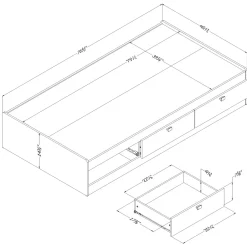 Spark Twin Mates Bed with Drawers - Pure White