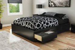 Step One Double Mates Bed with 3 Drawers - Pure Black