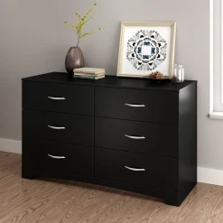 Step One 6-Drawer Double Dresser - Pure Black