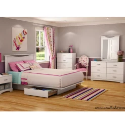 Step One Queen / Double Platform Bed - Pure White