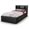 Storage Bed and Bookcase Headboard Set - Spark Pure Black