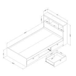 Storage Bed and Bookcase Headboard Set - Spark Pure Black