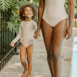 Striped Long Sleeve UV Swimsuit 2-6y