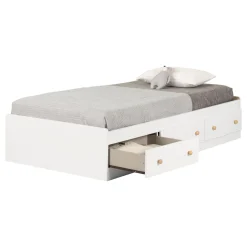 Summertime Twin Mates Bed with 3 Drawers - Pure White