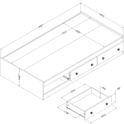 Summertime Twin Mates Bed with 3 Drawers - Pure White