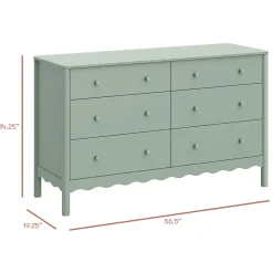 Swell 6-Drawer Assembled Dresser - Light Sage