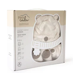 Teddy bear gift box for baby (4 accessories) - Cream 0-6M