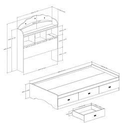 Tiara Mates Bed with Bookcase Headboard Set - Pure White