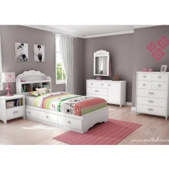 Tiara Twin Bookcase Headboard - Pure White