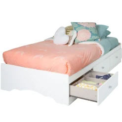 Tiara Twin Mates Bed with 3 Drawers - Pure White