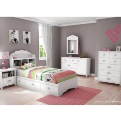 Tiara Twin Mates Bed with 3 Drawers - Pure White