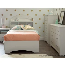 Tiara Twin Mates Bed with 3 Drawers - Pure White
