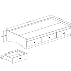 Tiara Twin Mates Bed with 3 Drawers - Pure White