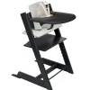Tripp Trapp® High Chair V2 Black, Nordic Grey Cushion and Stokke® Tray