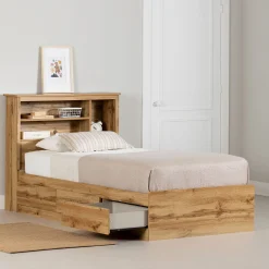 Twin Bed and Headboard Set - Tassio Nordik Oak