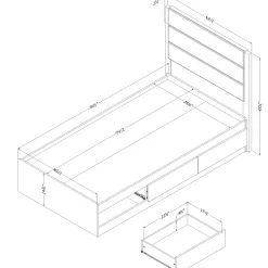 Twin Bed and Headboard Set - Arlen Weathered Oak