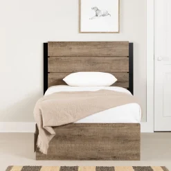 Twin Bed and Headboard Set - Arlen Weathered Oak