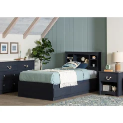 Twin Bed and Headboard Set - Aviron Blueberry