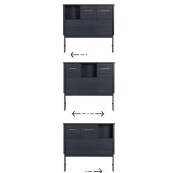 Twin Bed Bookcase Headboard with Sliding Doors - Blueberry