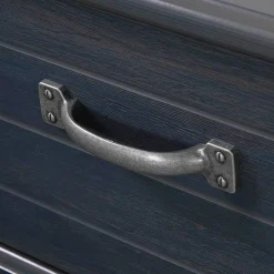 Twin Bed Bookcase Headboard with Sliding Doors - Blueberry