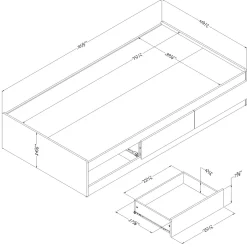 Twin Bed with 3 Drawers - Fusion Pure White