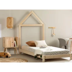 Twin Bed with House Bed Frame Headboard - Sweedi Natural