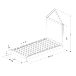 Twin Bed with House Bed Frame Headboard - Sweedi Natural