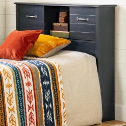 Twin Bookcase Headboard with Doors - Ulysses Blueberry