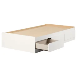 Twin Mates Bed with 3 Drawers - Hourra Pure White